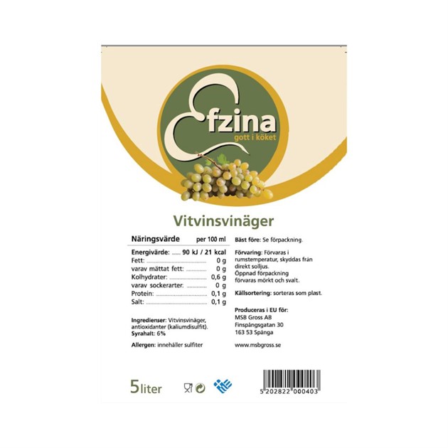 Vitvinsvinäger 5 liter