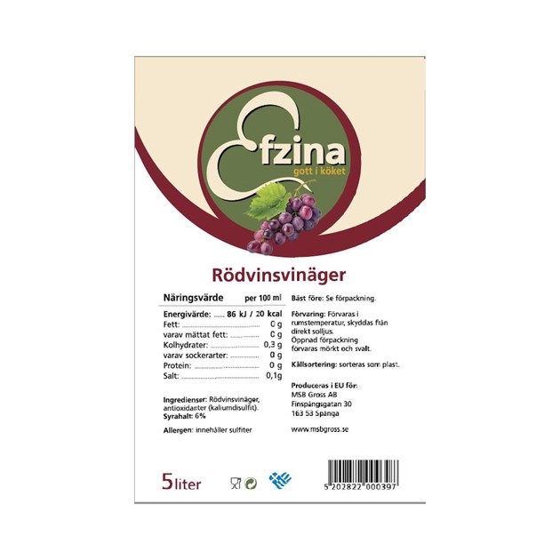 Rödvinsvinäger 5 liter